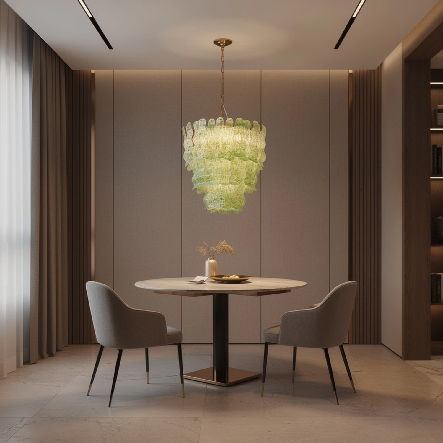 Tiered Ribbed Glass Cascade Chandelier