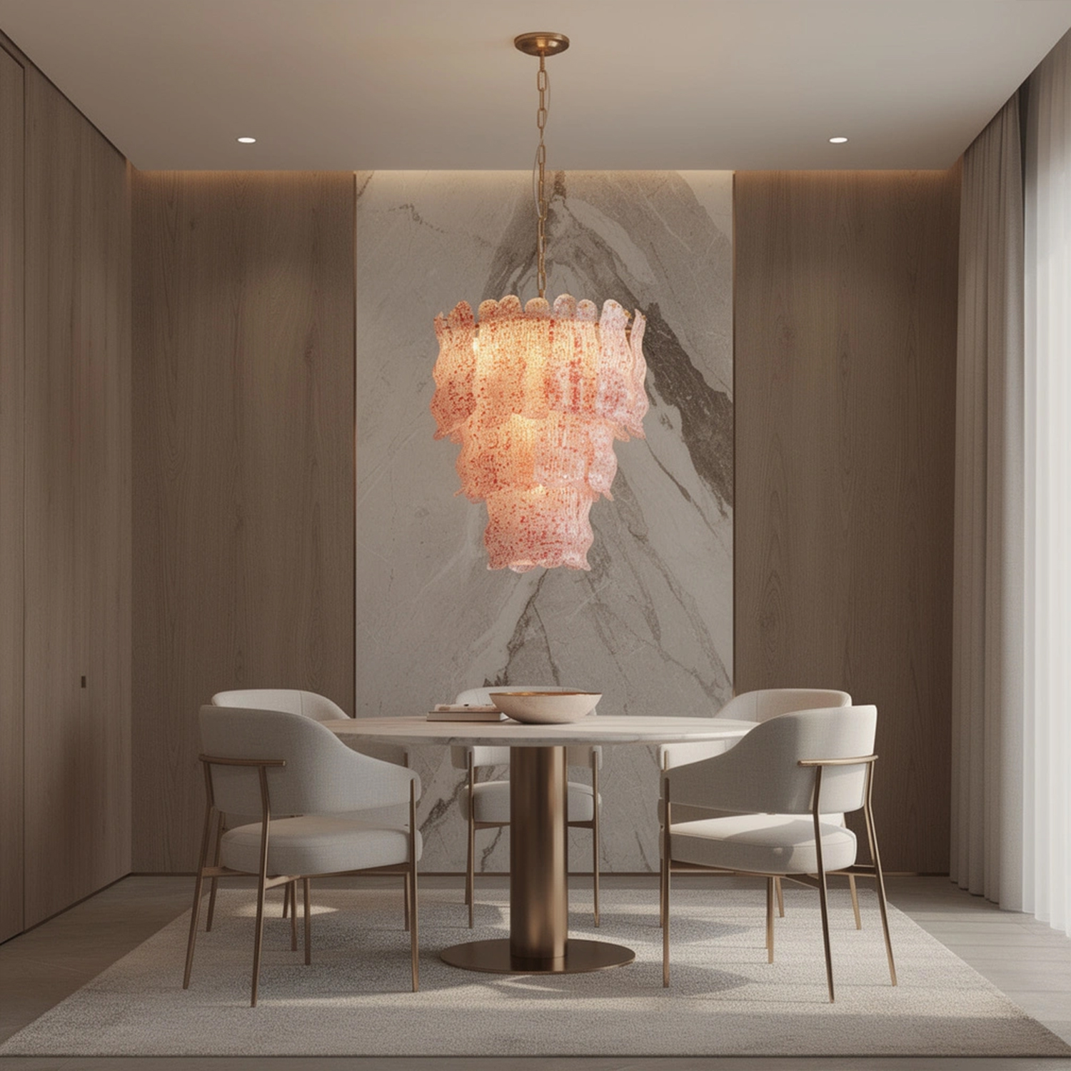 Tiered Ribbed Glass Cascade Chandelier