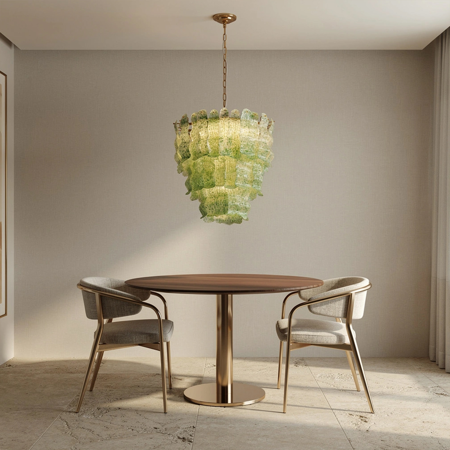 Tiered Ribbed Glass Cascade Chandelier