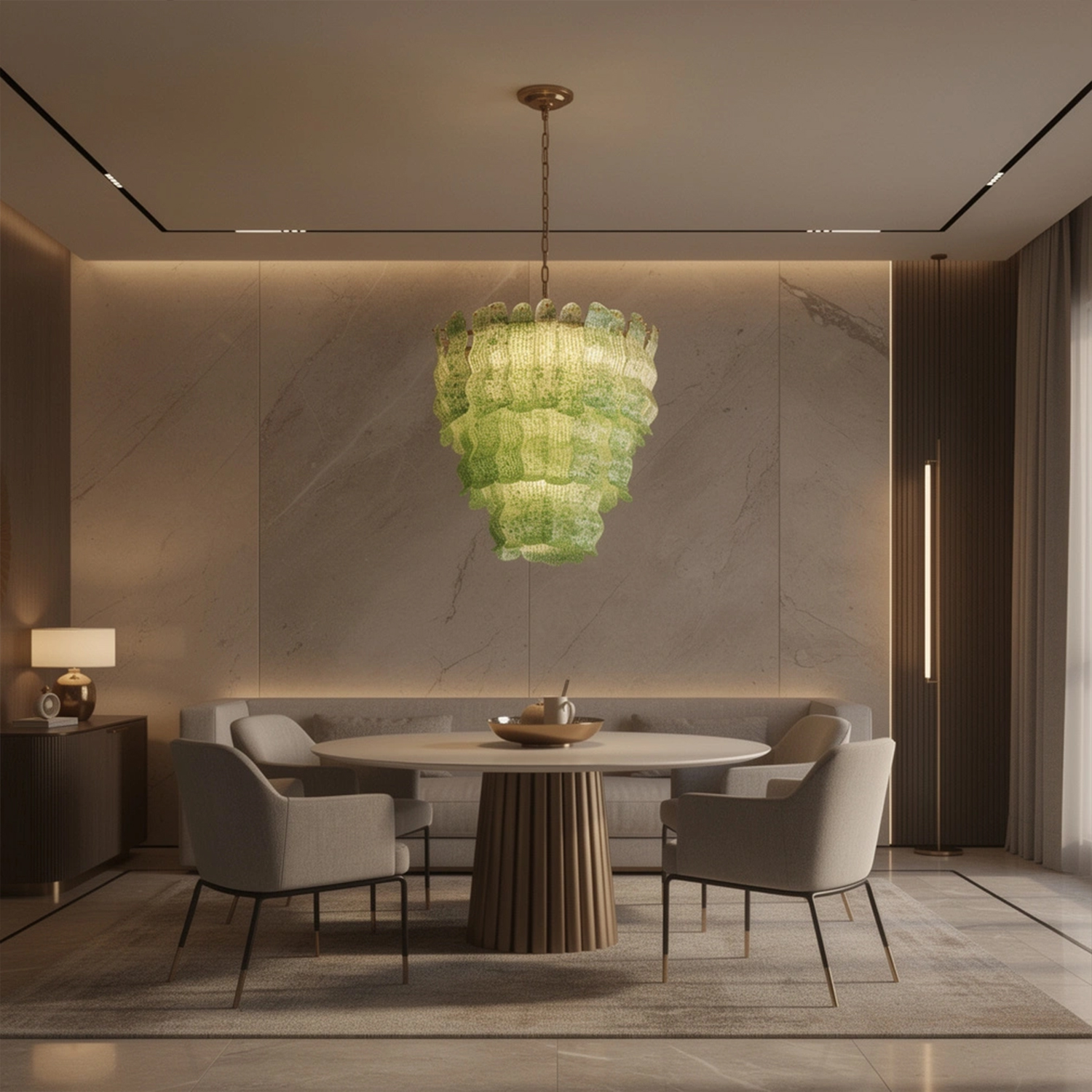 Tiered Ribbed Glass Cascade Chandelier