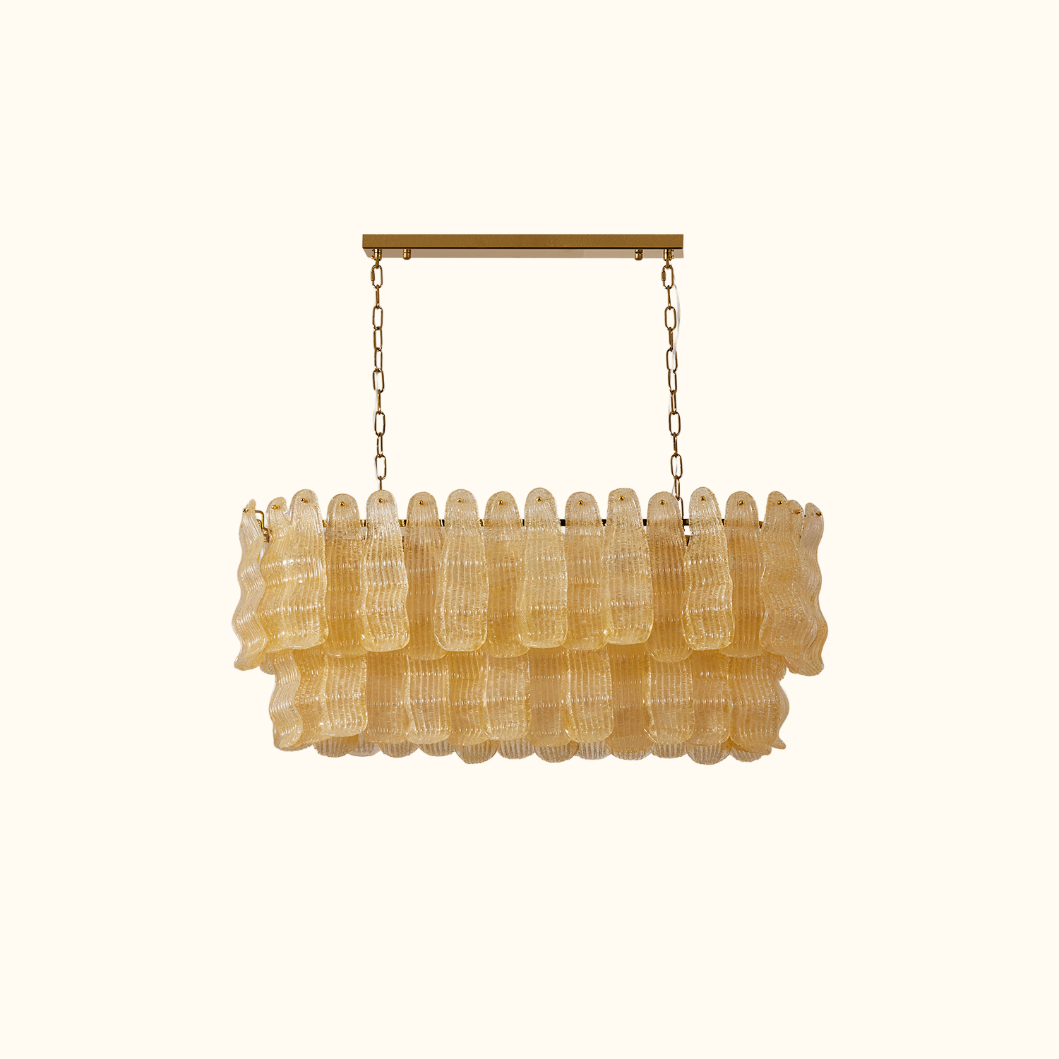 Tiered Ribbed Glass Cascade Linear Chandelier