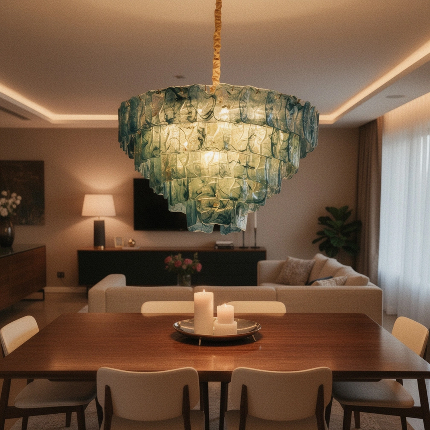 Venezia Murano Ruffle Glass Chandelier