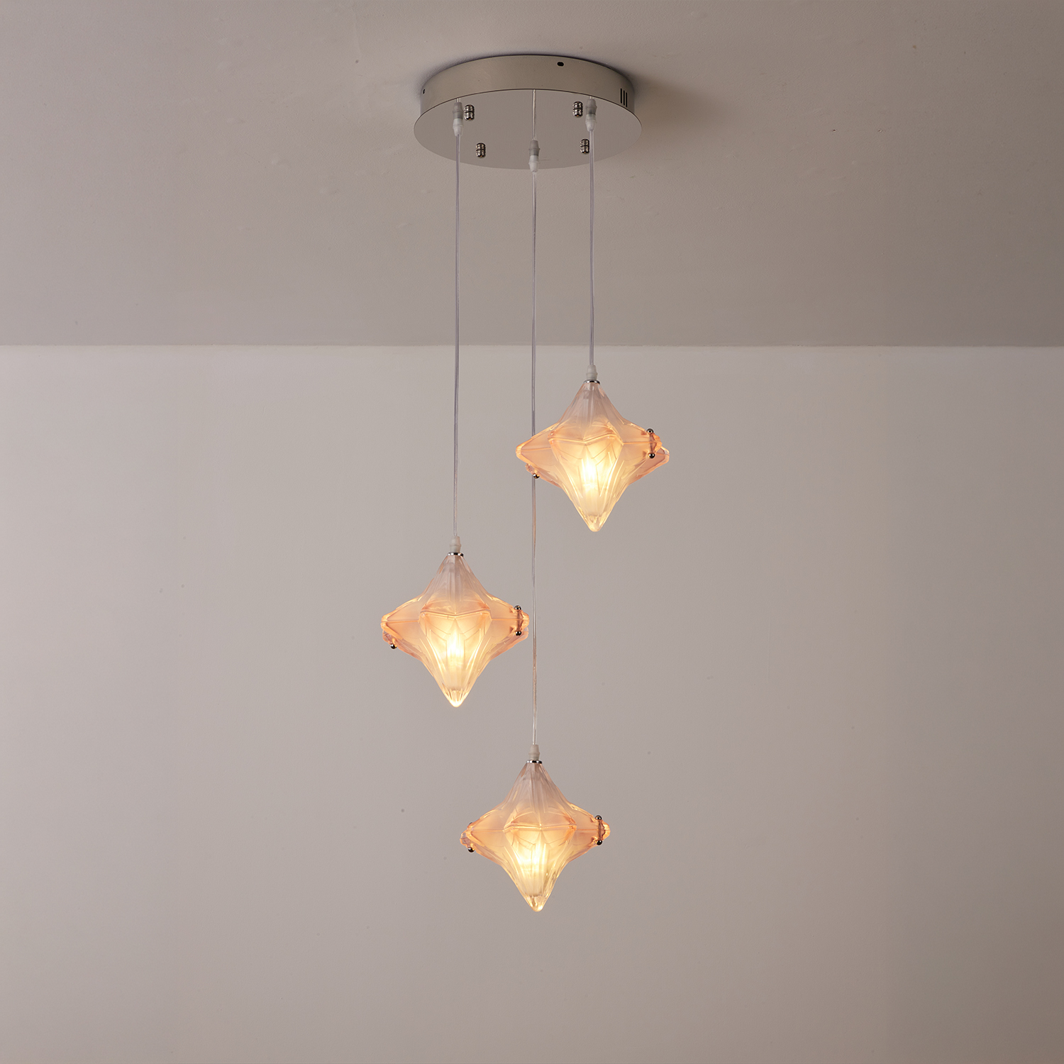 Vintage Italian Style Starburst Liner Pendant 3-Shade
