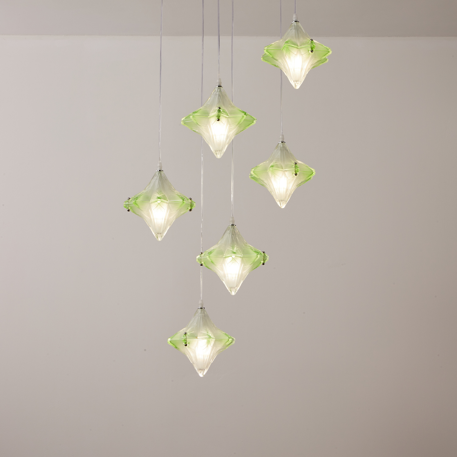 Vintage Italian Style Starburst Liner Pendant 6-Shade
