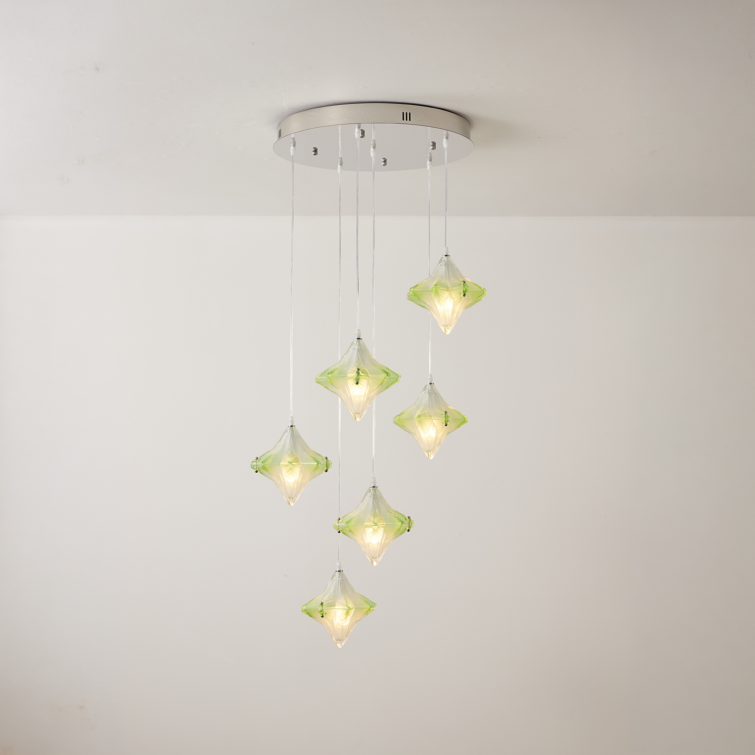 Vintage Italian Style Starburst Liner Pendant 6-Shade