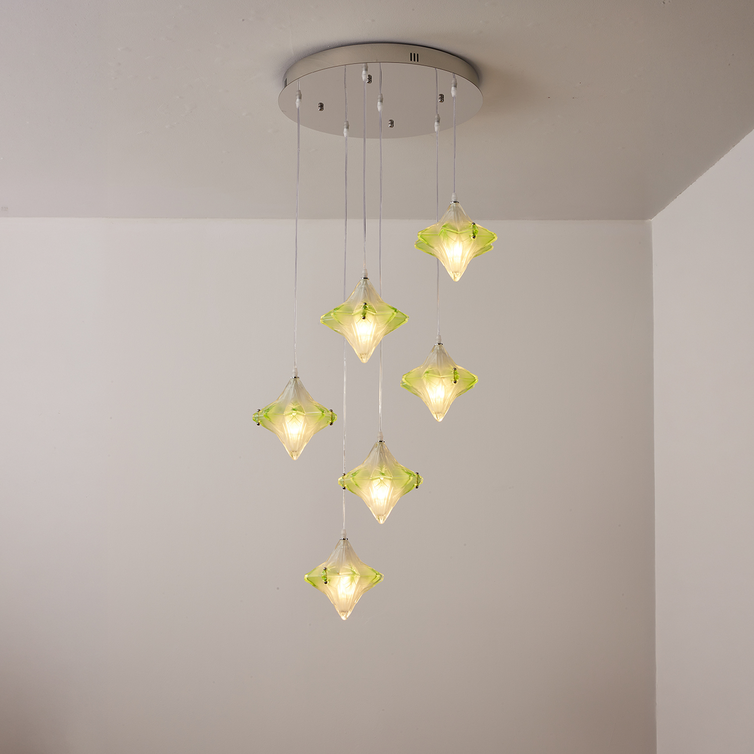 Vintage Italian Style Starburst Liner Pendant 6-Shade
