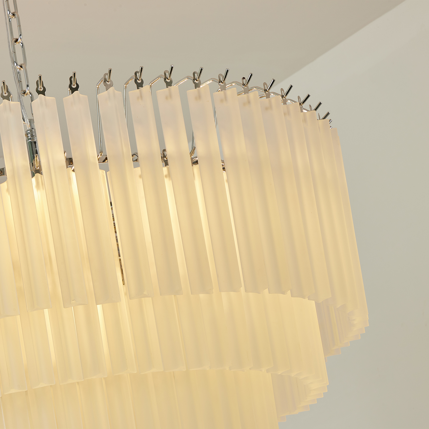 White Crystal Cascade Waterfall Chandelier