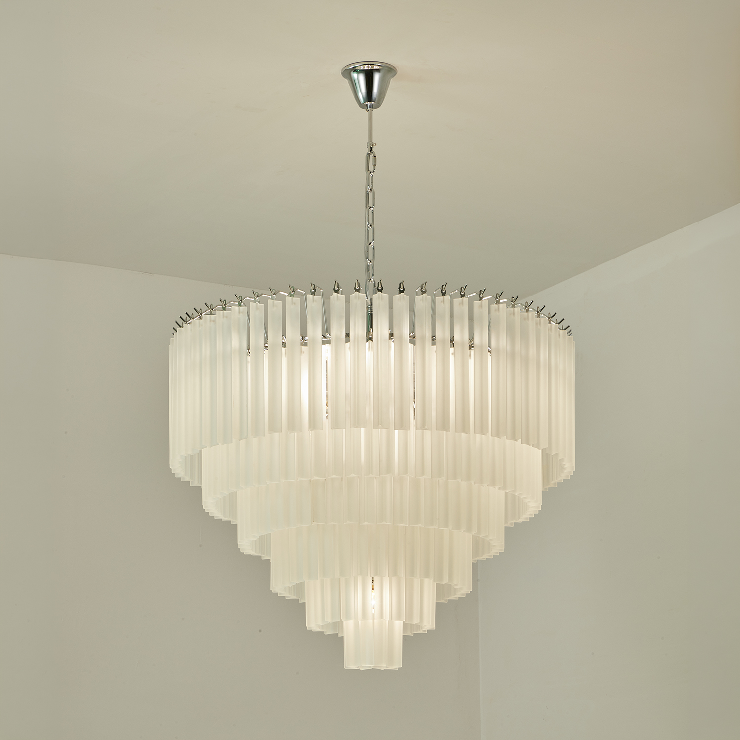 White Crystal Cascade Waterfall Chandelier
