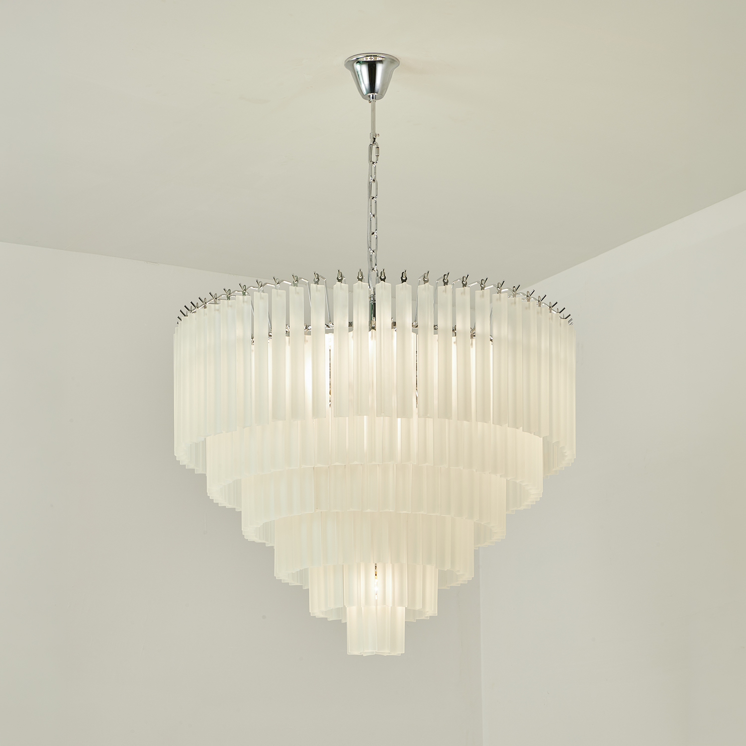 White Crystal Cascade Waterfall Chandelier