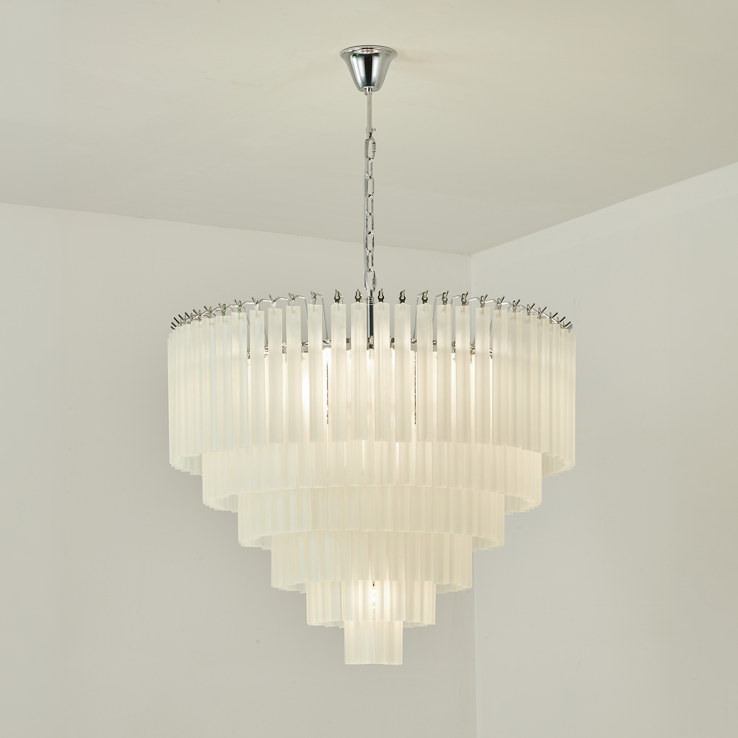 White Crystal Cascade Waterfall Chandelier
