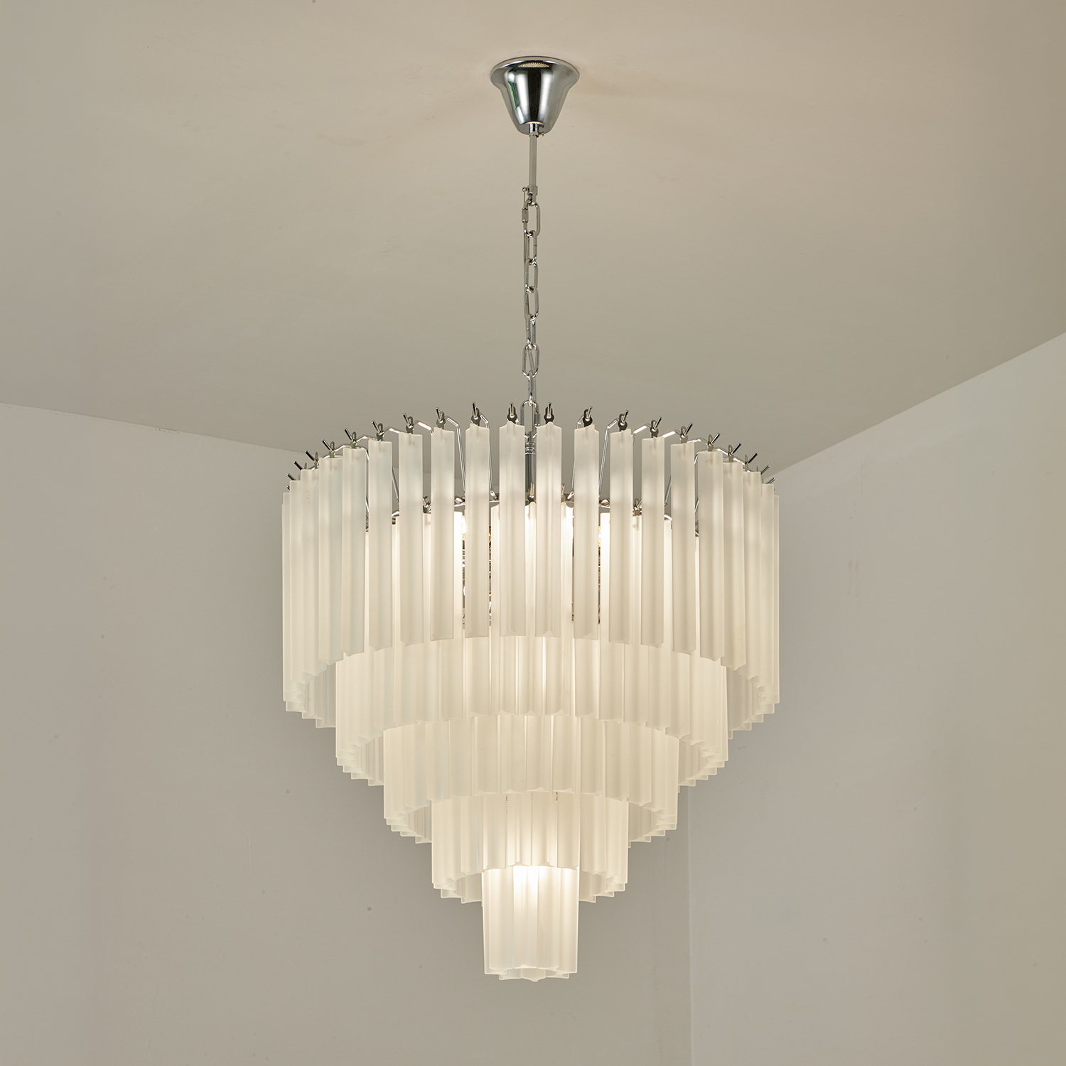 White Crystal Cascade Waterfall Chandelier