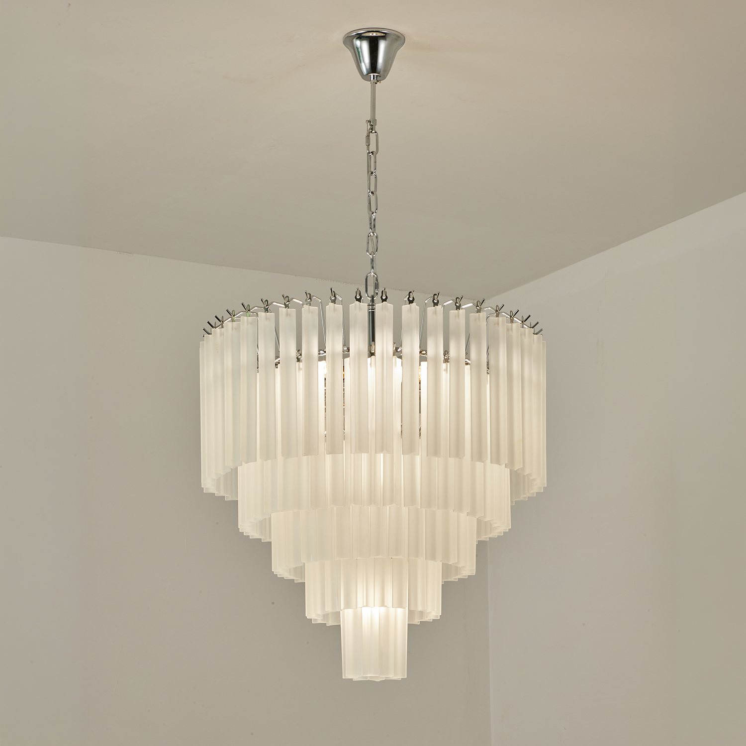 White Crystal Cascade Waterfall Chandelier