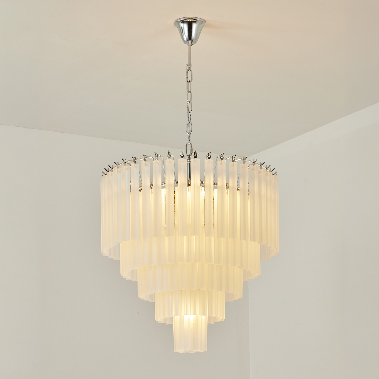 White Crystal Cascade Waterfall Chandelier
