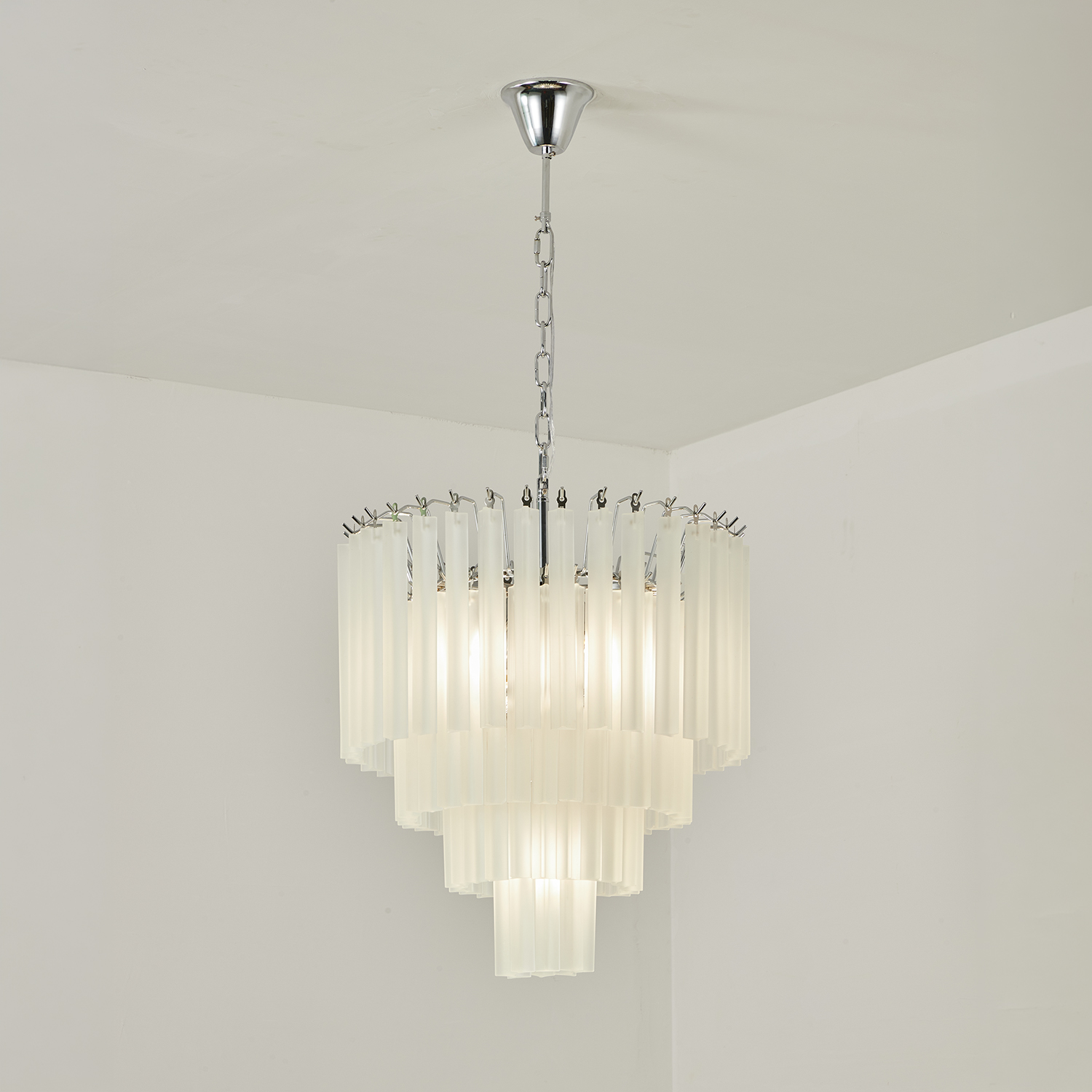 White Crystal Cascade Waterfall Chandelier