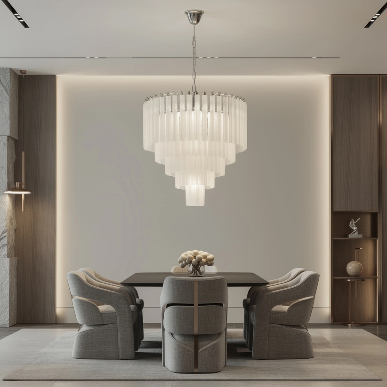 White Crystal Cascade Waterfall Chandelier