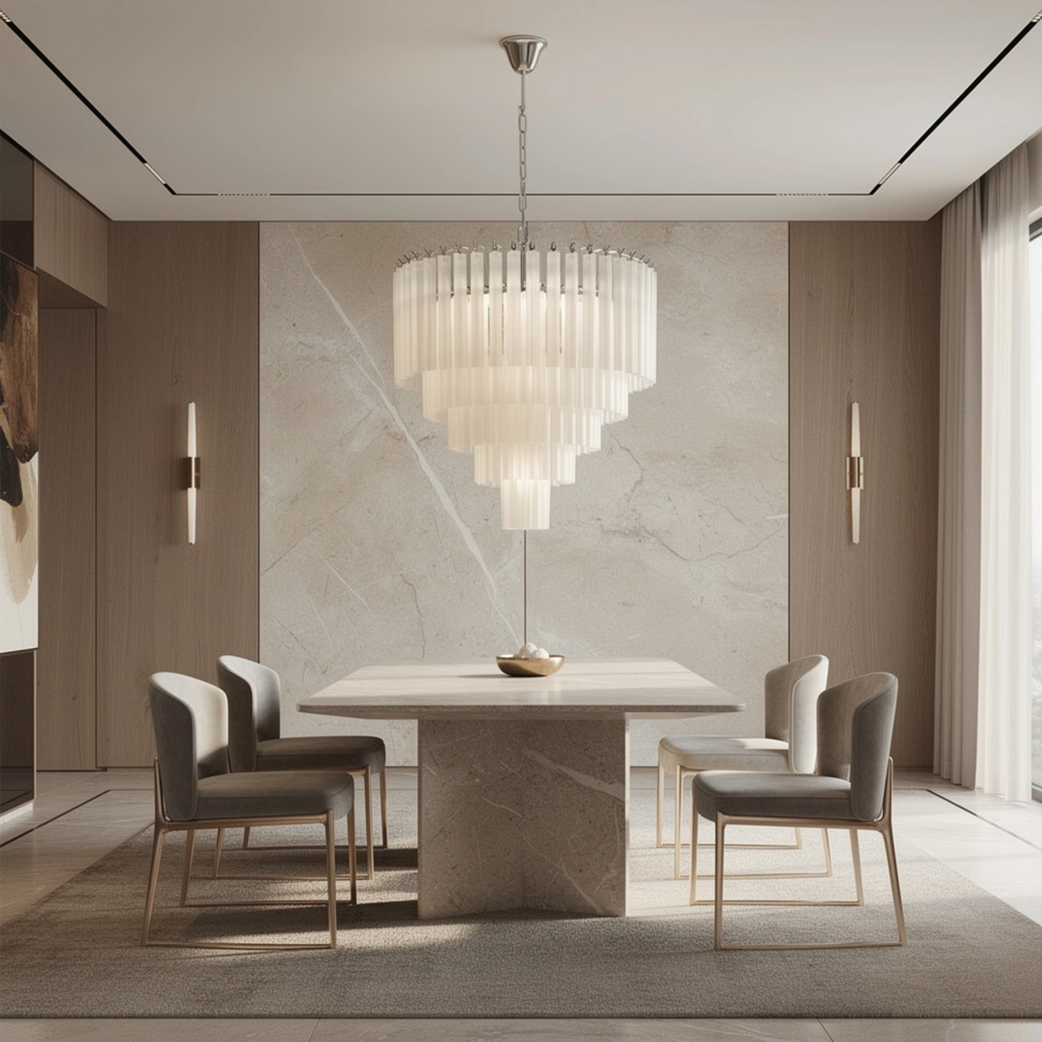 White Crystal Cascade Waterfall Chandelier