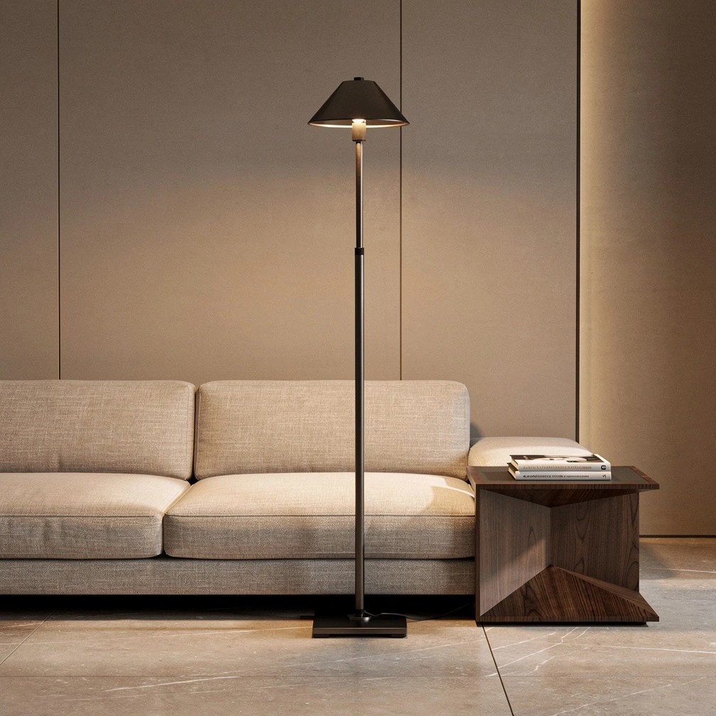 Pyramid Metal Shade Telescoping Floor Lamp