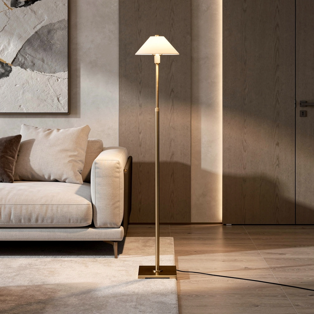 Pyramid Linen Shade Telescoping Floor Lamp