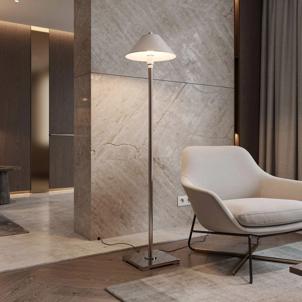 Pyramid Metal Shade Telescoping Floor Lamp
