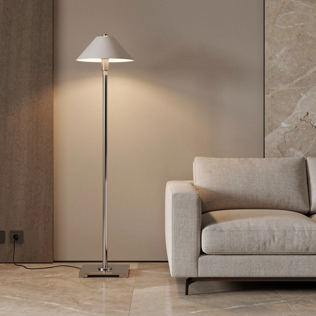 Pyramid Metal Shade Telescoping Floor Lamp