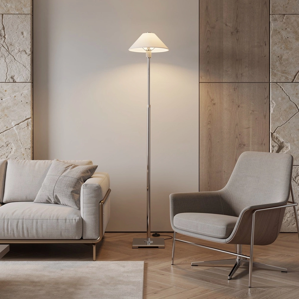 Pyramid Linen Shade Telescoping Floor Lamp