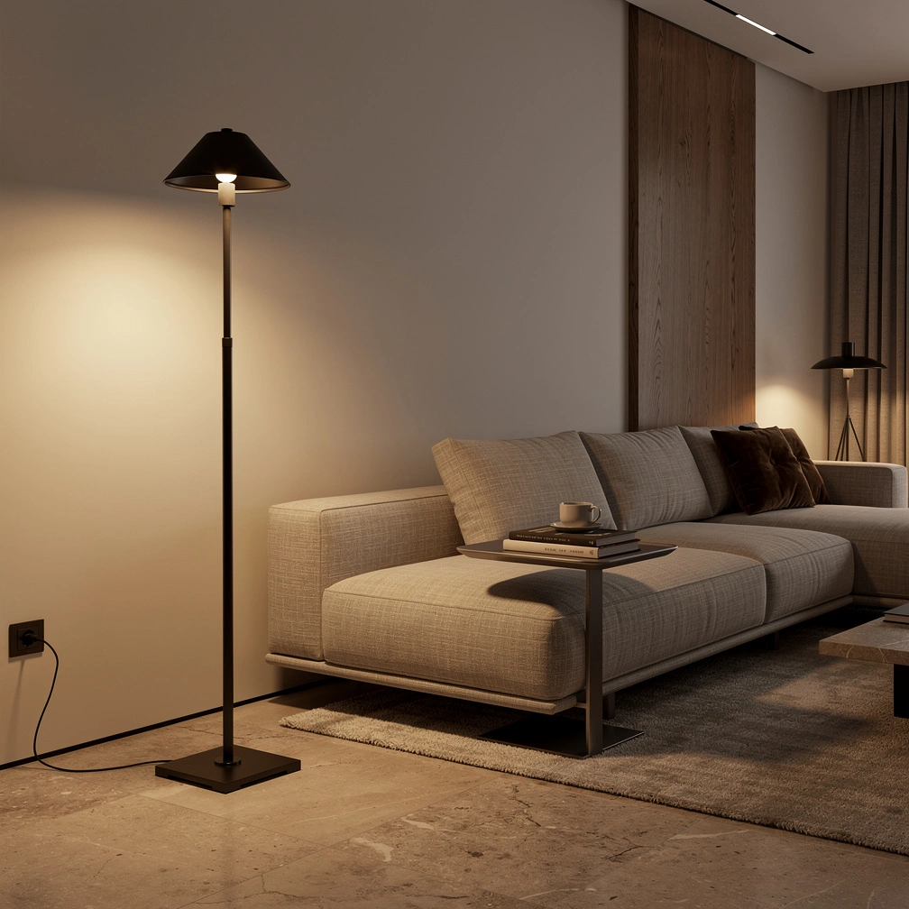 Pyramid Metal Shade Telescoping Floor Lamp