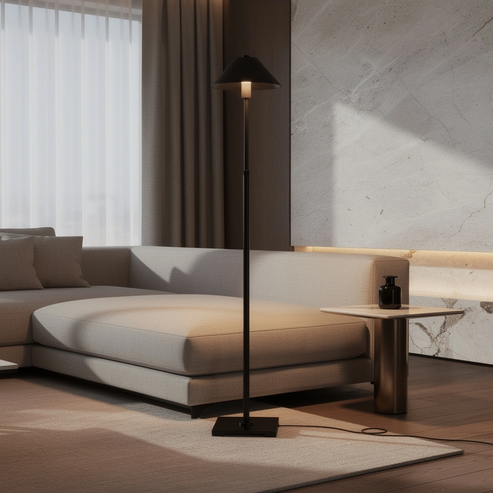 Pyramid Metal Shade Telescoping Floor Lamp