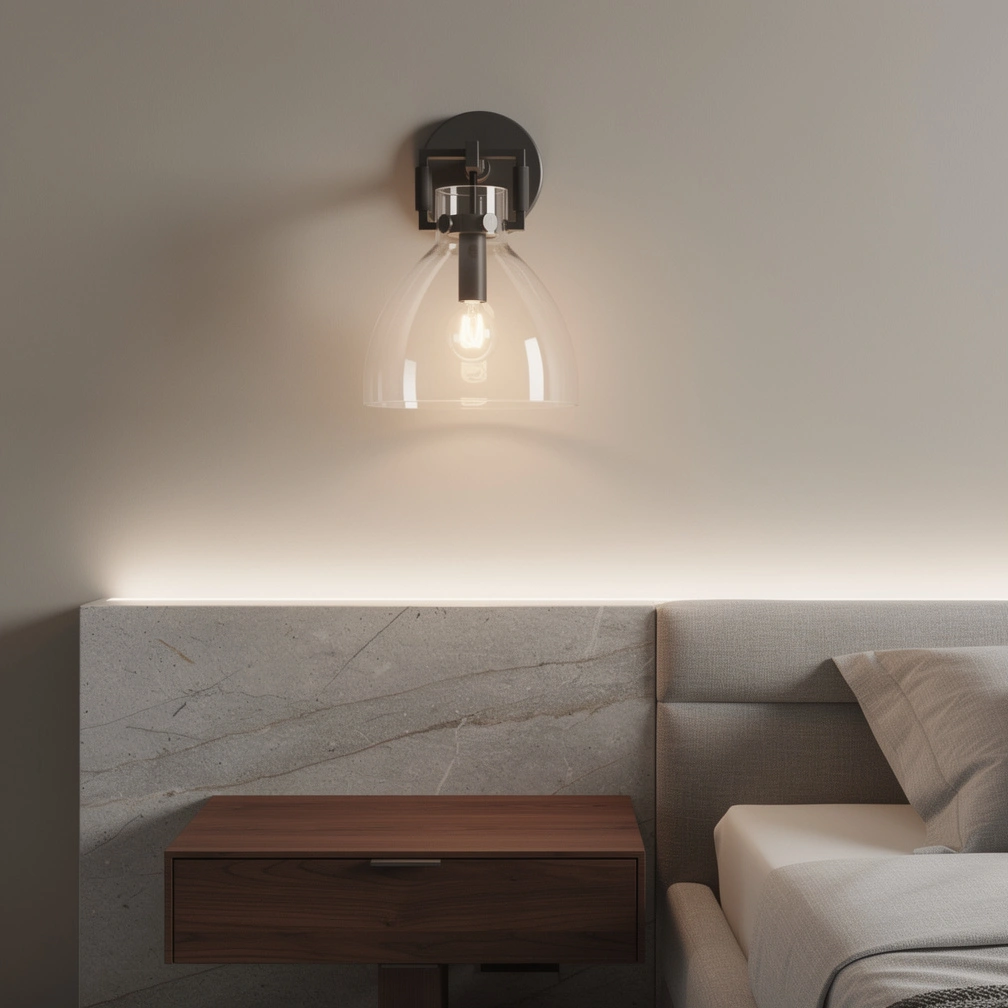 Machinist Glass Cloche Sconce
