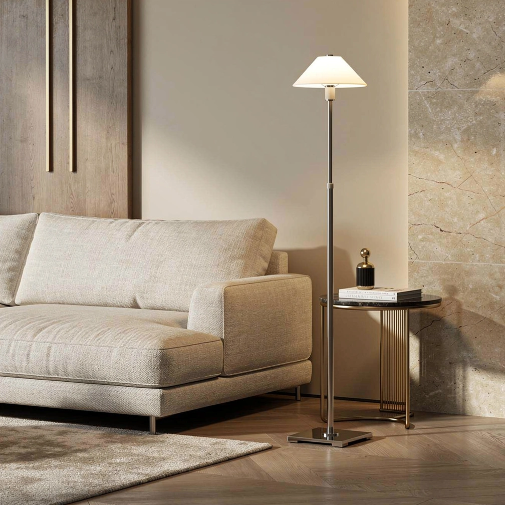 Pyramid Linen Shade Telescoping Floor Lamp
