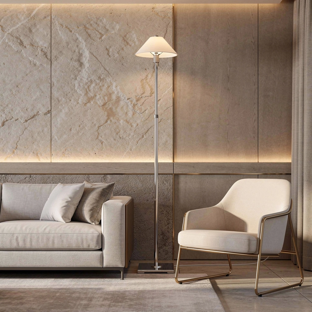 Pyramid Linen Shade Telescoping Floor Lamp