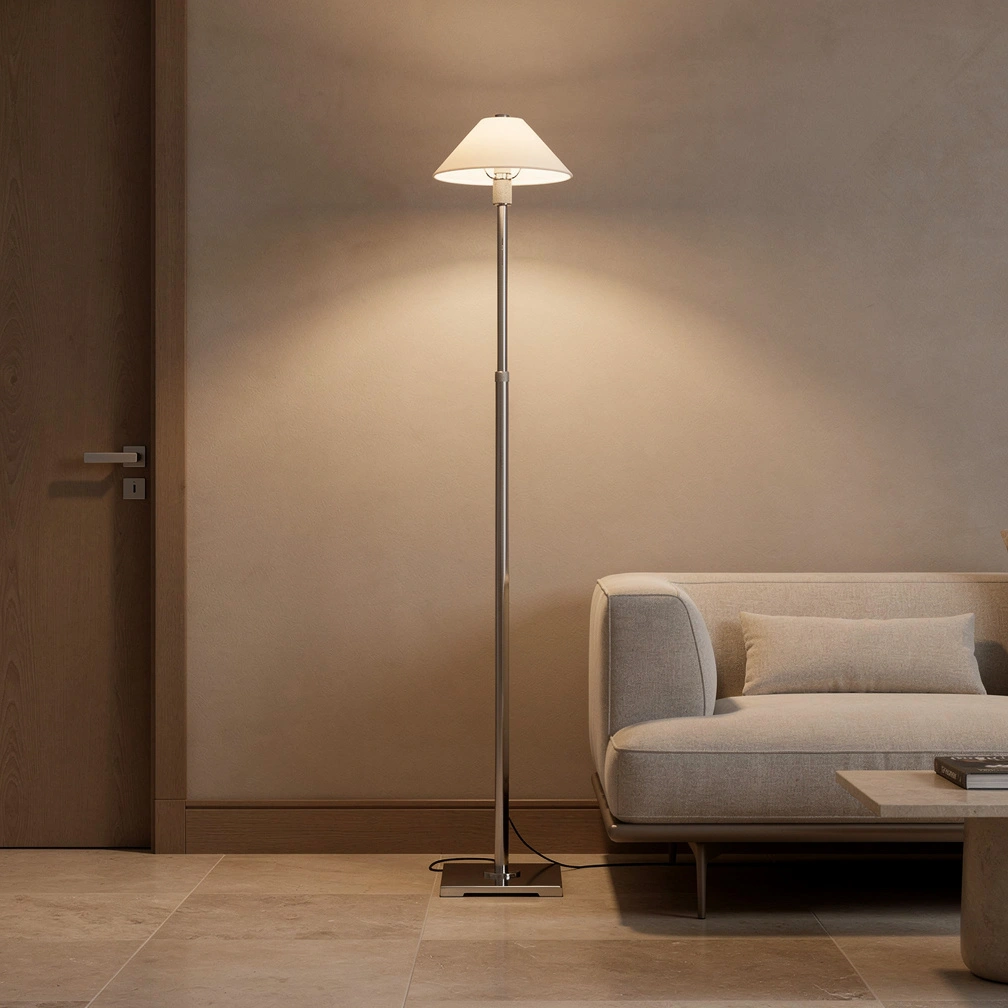 Pyramid Linen Shade Telescoping Floor Lamp