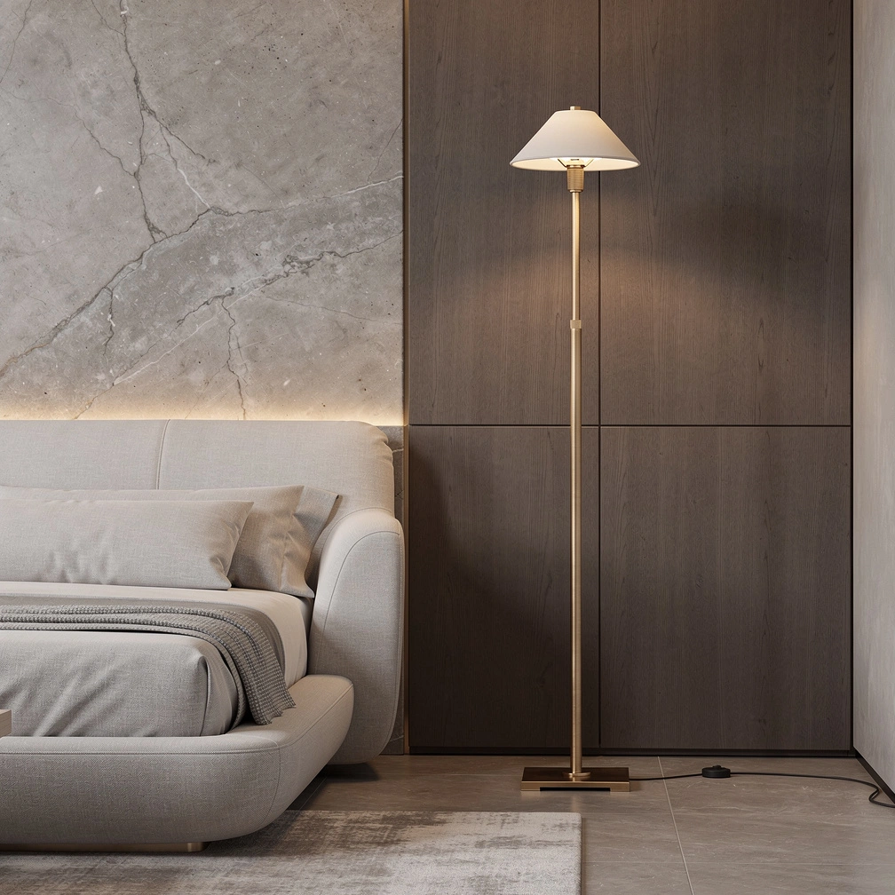 Pyramid Linen Shade Telescoping Floor Lamp