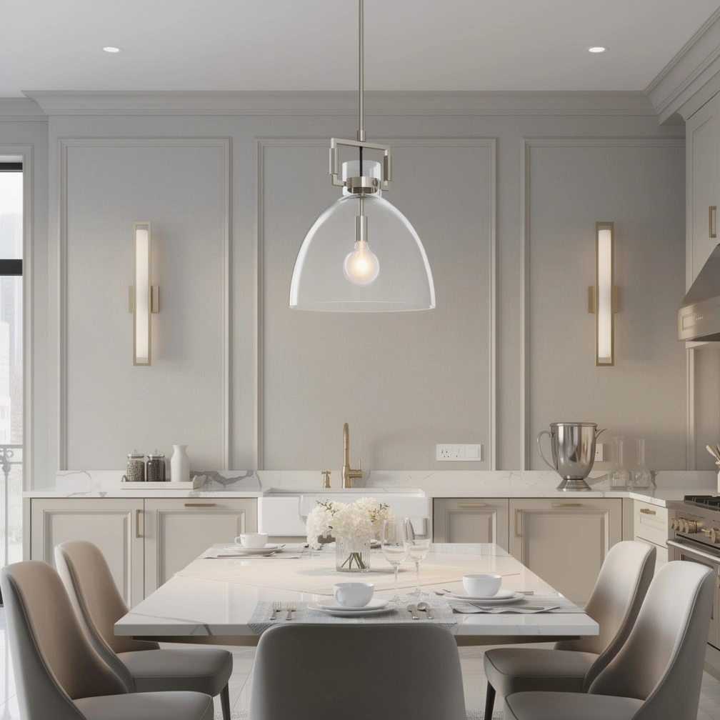 Machinist Glass Cloche Pendant Light