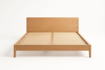 Queen Bed Frame Solid Oak Slatted Base Natural Finish 150cm x 200cm