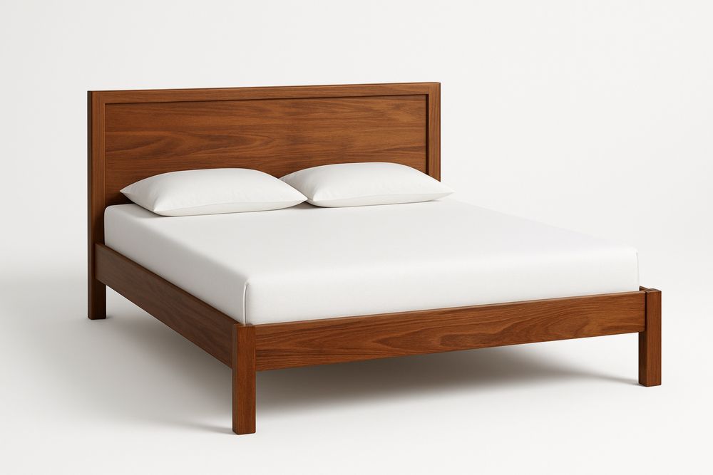 Wooden Queen Bed Frame Solid Timber Walnut Finish 210cm x 160cm