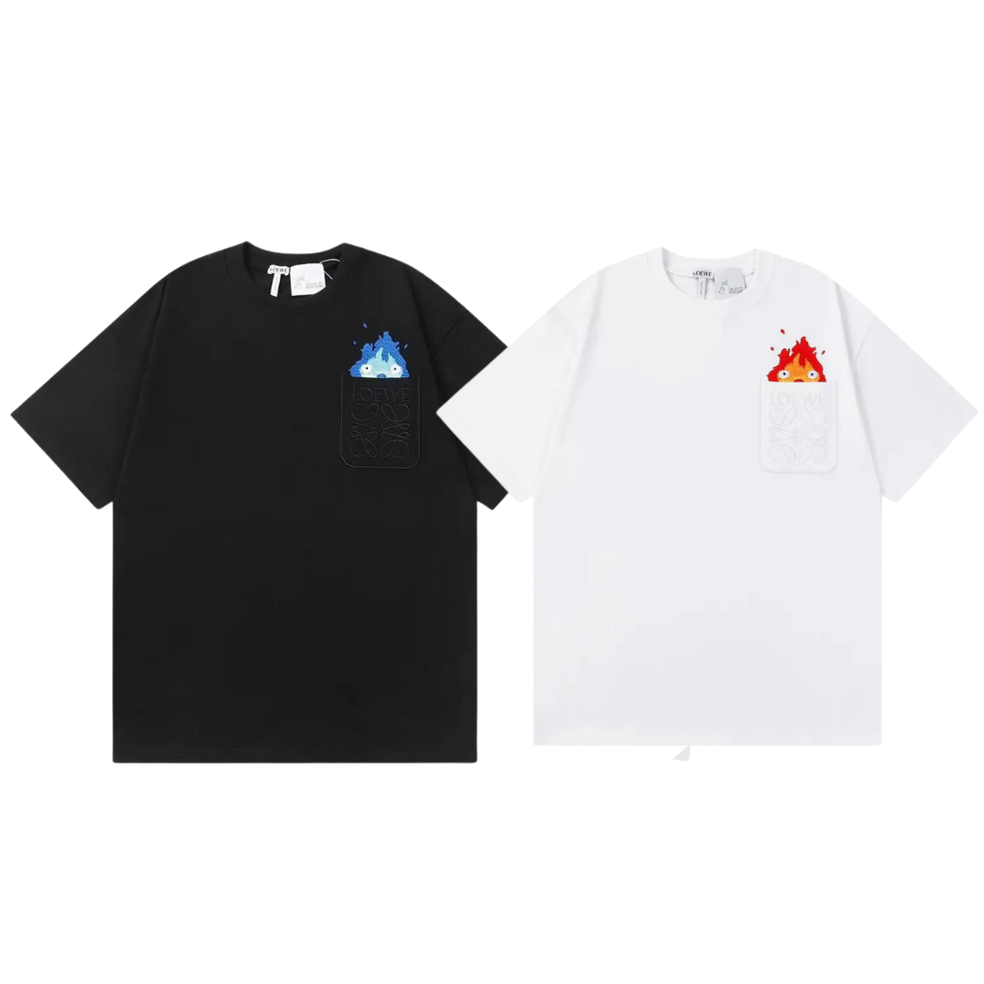 【LOEWE 公式旗艦店】（ロエベ）2024春夏新作ハウルの動く城柄プリント丸首半袖Tシャツ 男女兼用