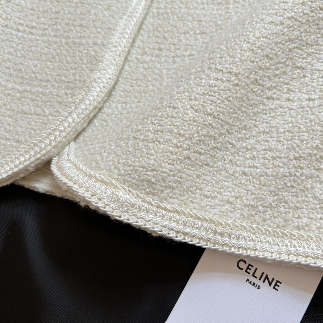 CELINE セリーヌ 3ボタン & ブレーデッドパイピング ブレーデッド シャスールジャケット / ブクレツイード