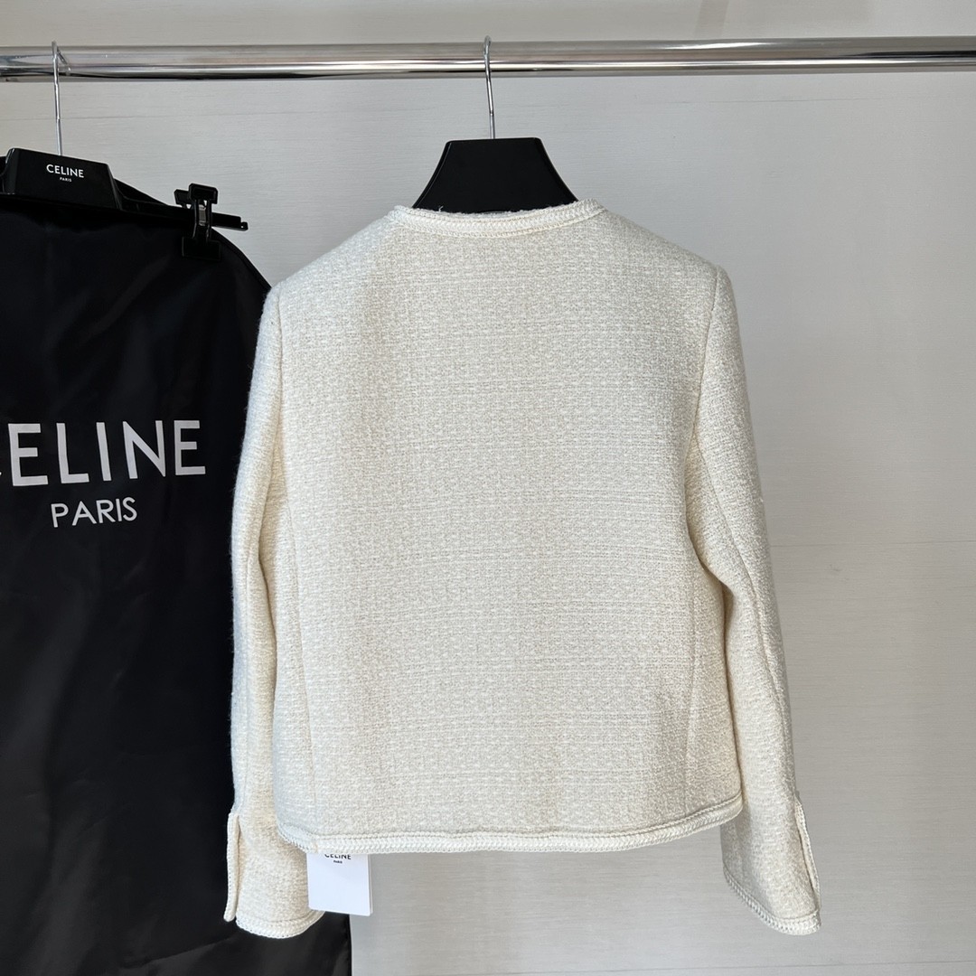 CELINE セリーヌ 3ボタン & ブレーデッドパイピング ブレーデッド シャスールジャケット / ブクレツイード