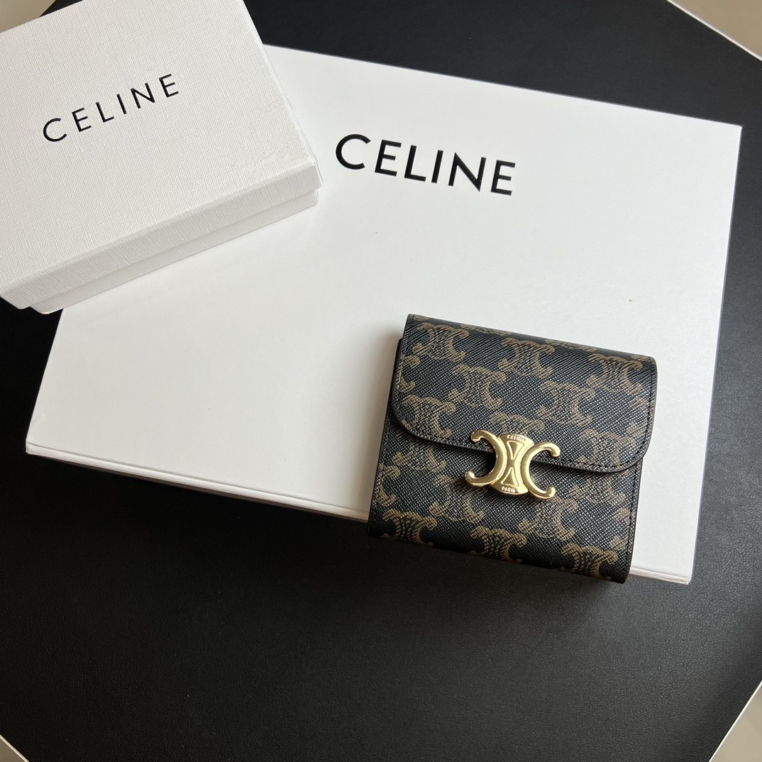 CELINE セリーヌ 凱旋門トリフォールド財布 10.5*9*3cm