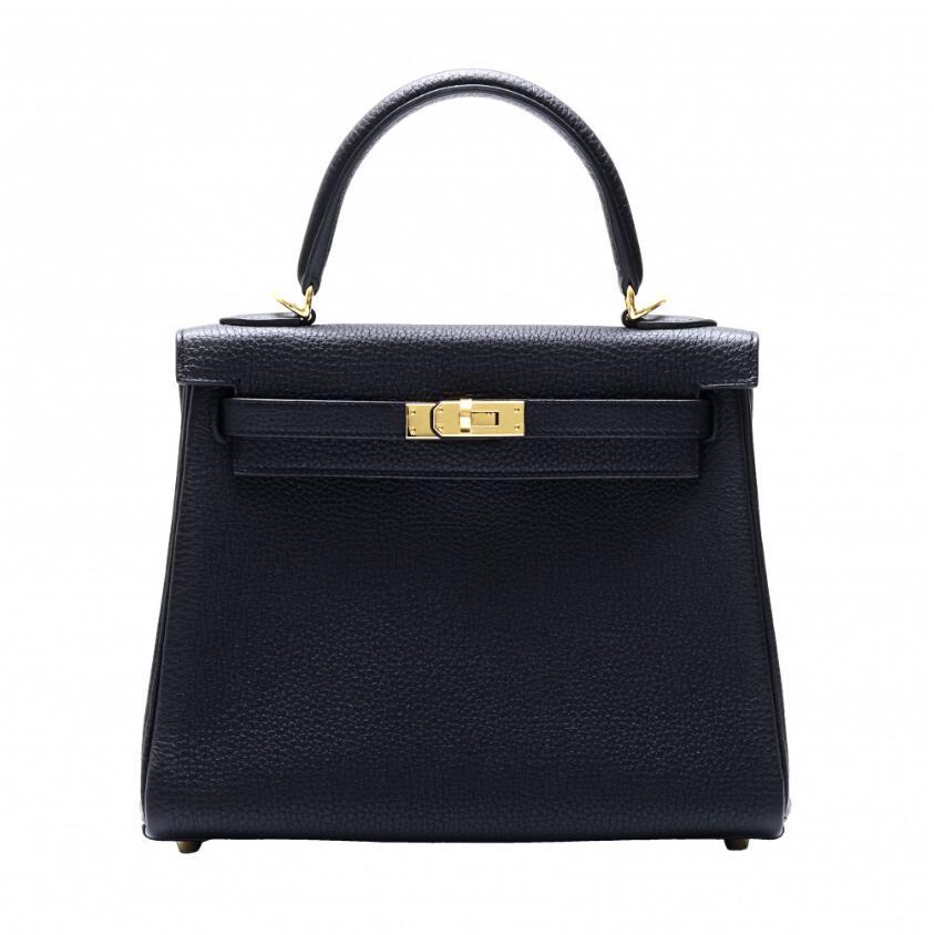 エルメス HERMES ケリー 25 トゴ ブラック イエローゴールド金具 U刻印