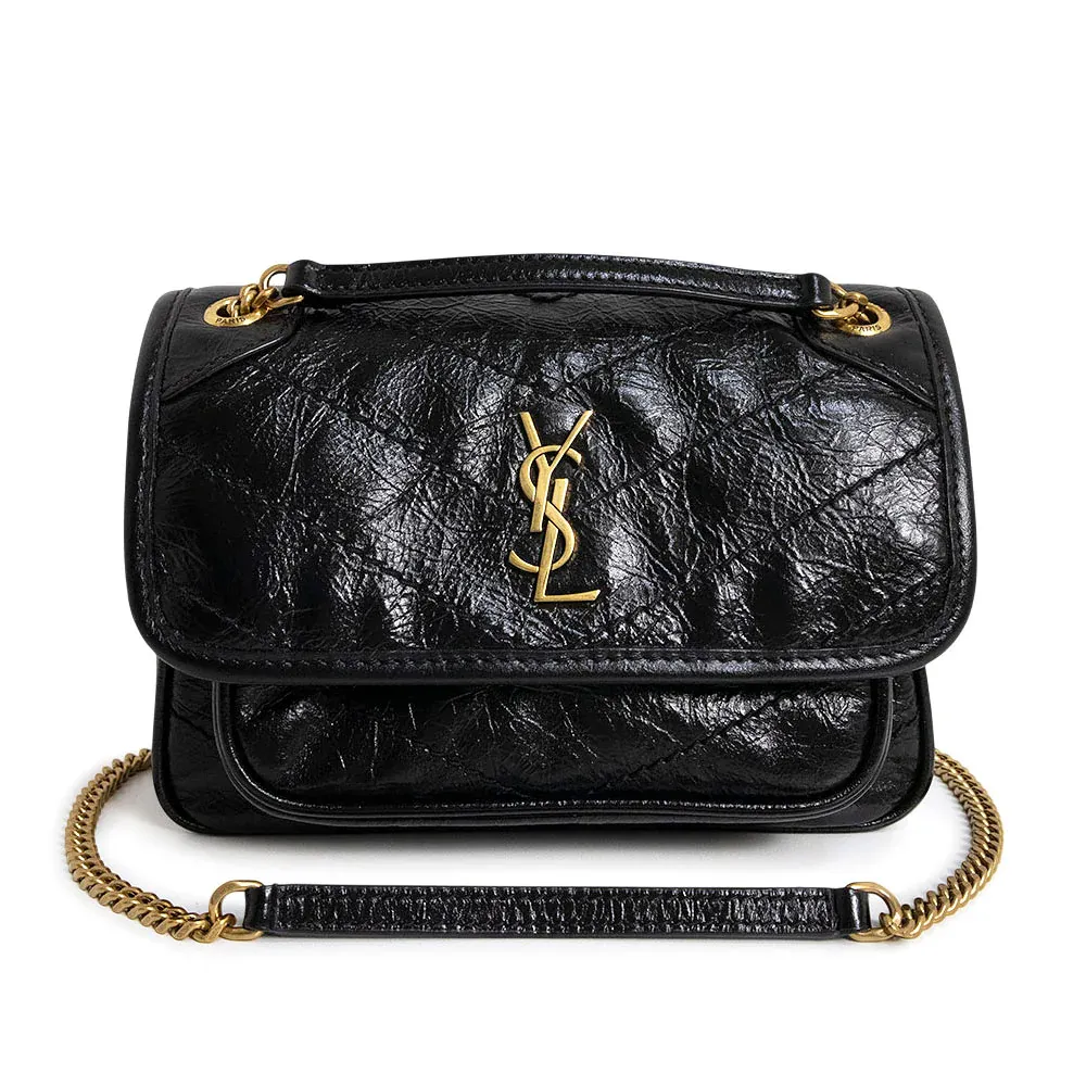 Saint Laurent Niki ミディアム 光沢クリンクル ショルダー