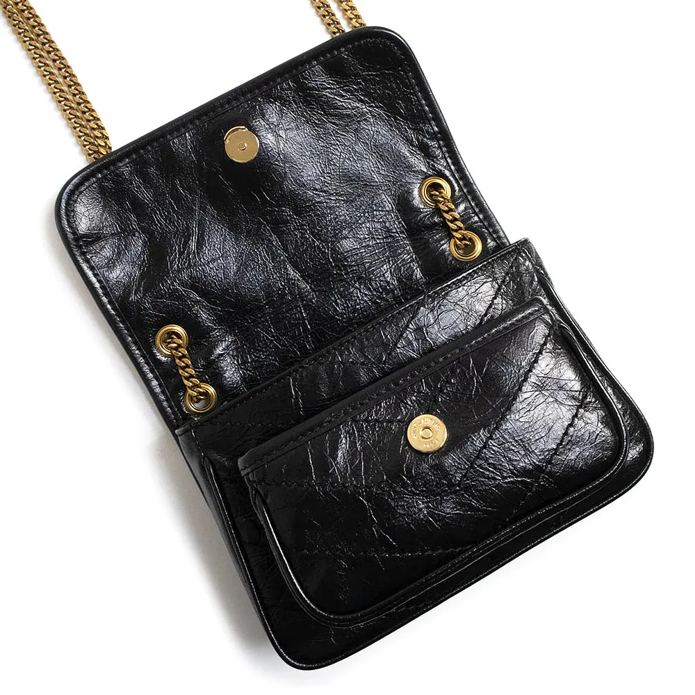 Saint Laurent Niki ミディアム 光沢クリンクル ショルダー