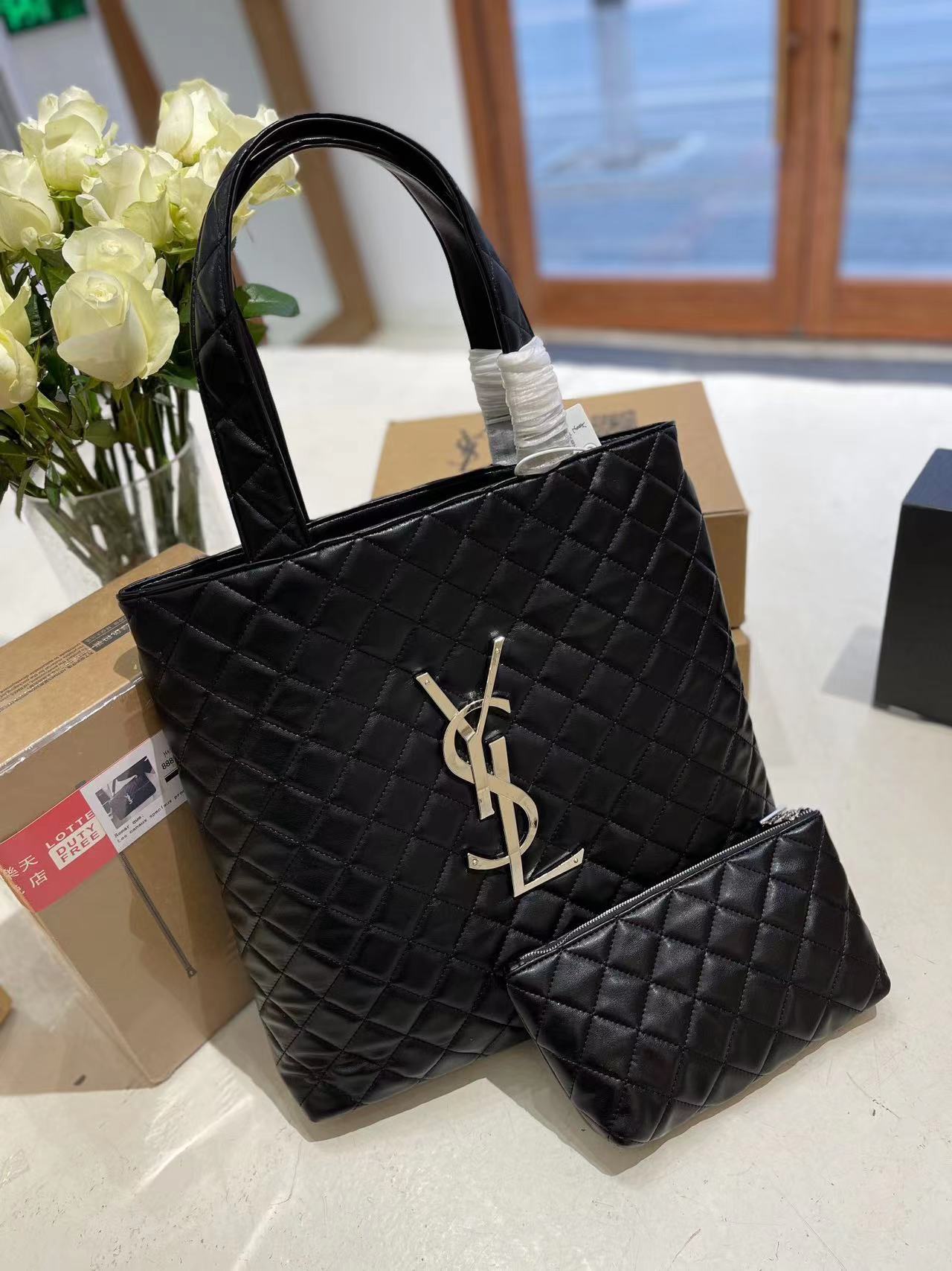 👜Ysl アーガイル柄 ハンドバッグ 大容量