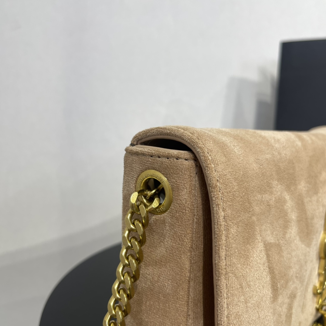 イヴ・サンローラン ブラック スエード モノグラム ミディアム ケイト タッセル バッグ