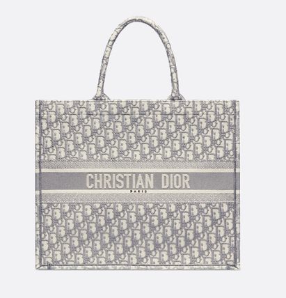 【ディオール】◆人気 BOOK TOTE 定番柄刺繍 トートバッグ-3 sizes
