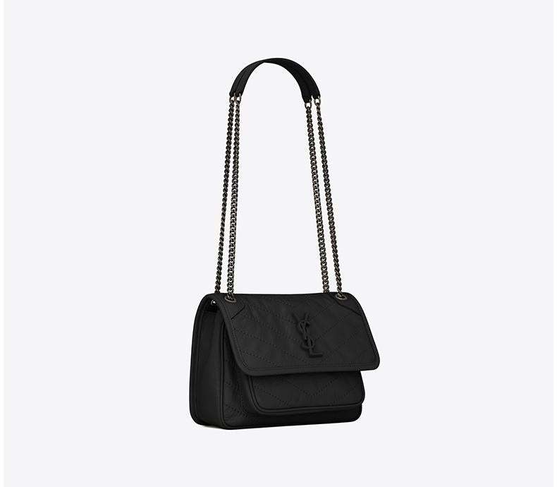 サンローランレディースNIKIミニレトロプリーツレザーショルダーバッグチェーンバッグ