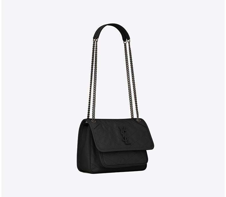 サンローランレディースNIKIミニレトロプリーツレザーショルダーバッグチェーンバッグ