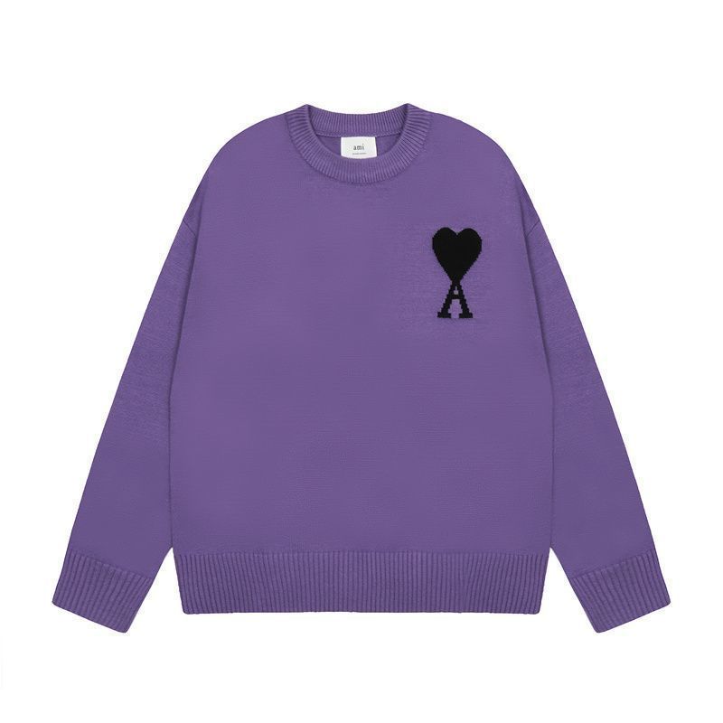 【AMI PARIS】 アミ パリス Intarsia Sweater ハートロゴ ニット ロゴ セーター オーバーサイズ