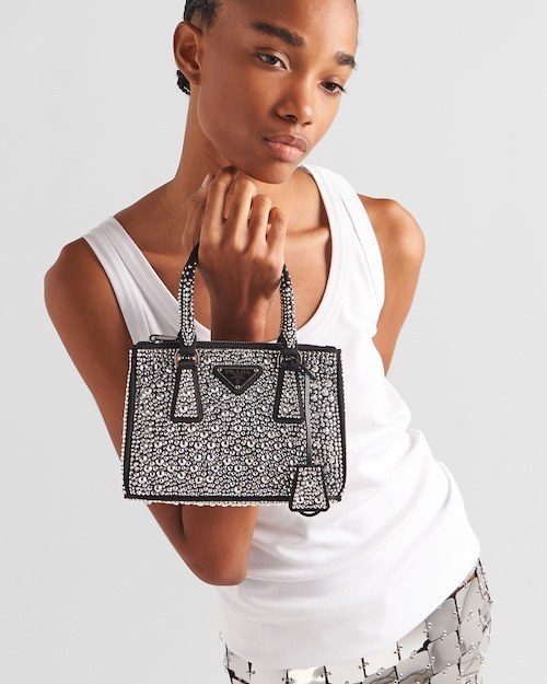 ★PRADA直営店★ガレリア クリスタル サテン ミニバッグ