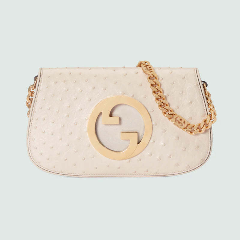 〔グッチ ブロンディ〕オーストリッチ ショルダーバッグ